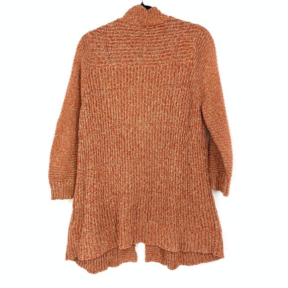 Lucky Brand Women's Size Medium Marled Orange Knit Open Front Cardigan Sweater - Picture 2 of 6